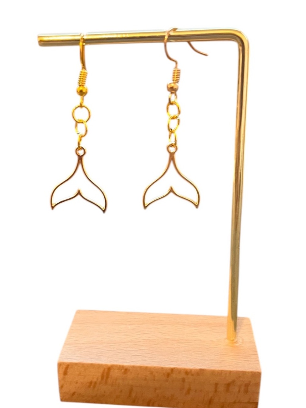 Gold Mermaid Tail Drop Earrings for Women